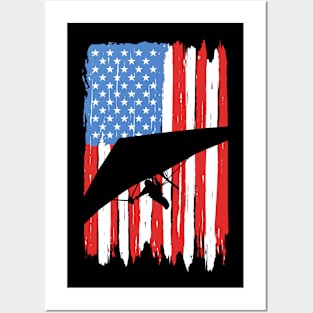 American Flag Hang Gliding Graphic Posters and Art